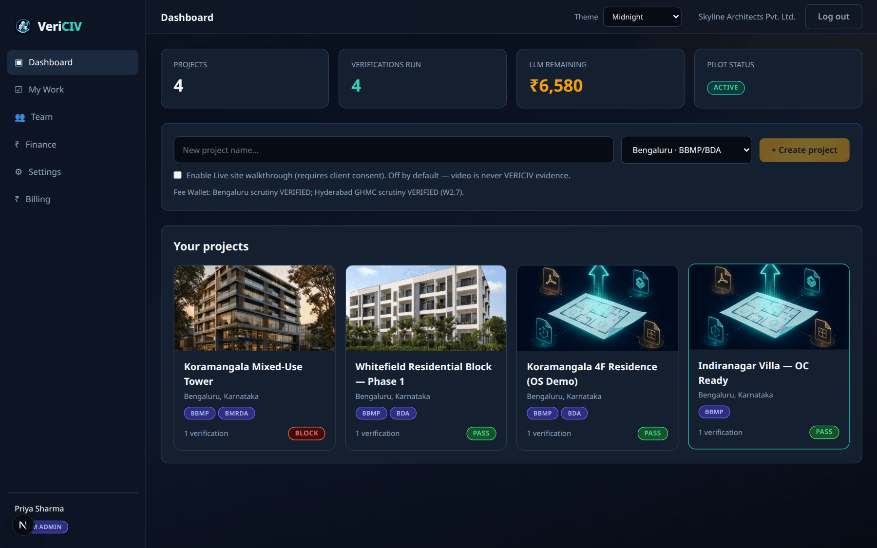 Firm dashboard — every project on one OS